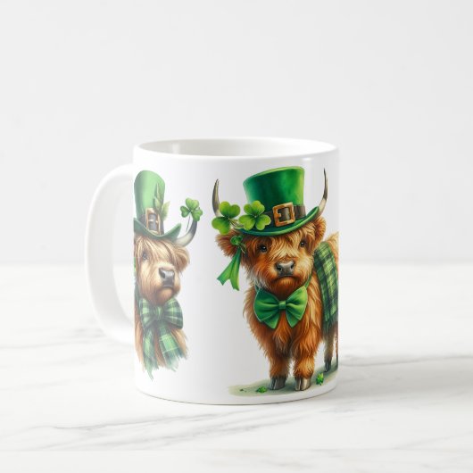 Highland Scottish Kuh St. Patrick's Day lustiges G Kaffeetasse (Vorderseite Links)