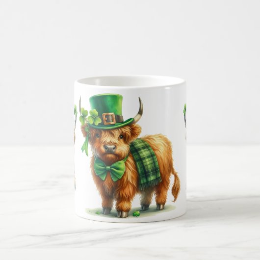 Highland Scottish Kuh St. Patrick's Day lustiges G Kaffeetasse (Mittel)