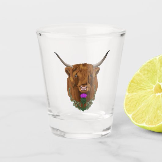 Highland Scottish Lila Celtic Knot Work Schnapsglas (Vorderseite)