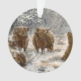 Highland-Seele: Whimsical Schnee Kühe Vintage Ornament