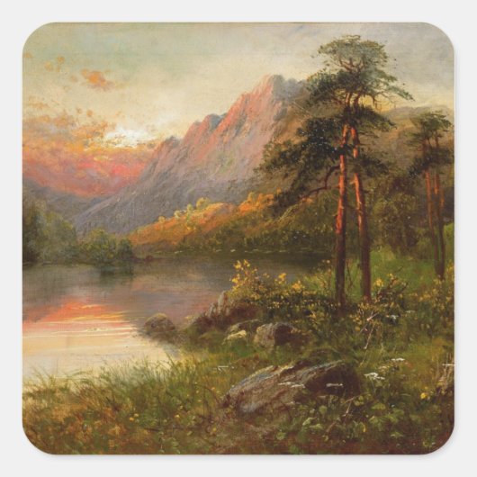 Highland Solitude Quadratischer Aufkleber (Vorderseite)