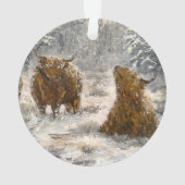  Highland Soul: Whimsical Snowy Cows Vintage Ornament (Rückseite)