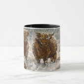 Highland Soul: Whimsical Snowy Cows Vintage Tasse (Zentrum)