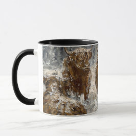  Highland Soul: Whimsical Snowy Cows Vintage Tasse