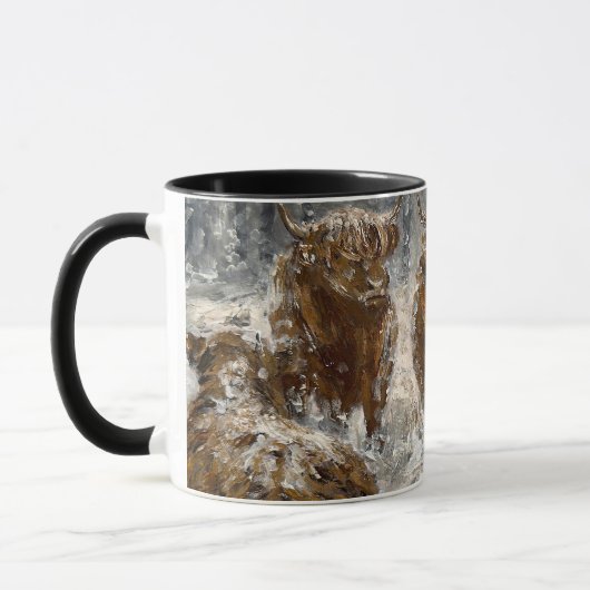  Highland Soul: Whimsical Snowy Cows Vintage Tasse (Links)