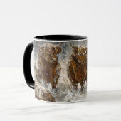  Highland Soul: Whimsical Snowy Cows Vintage Tasse (Vorderseite Links)