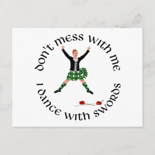 Highland Tänzerin Leg dich nicht mit mir an Postkarte