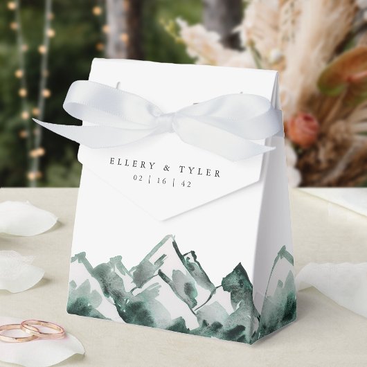 Highland | Wasserfarben-Berghochzeit Geschenkschachtel