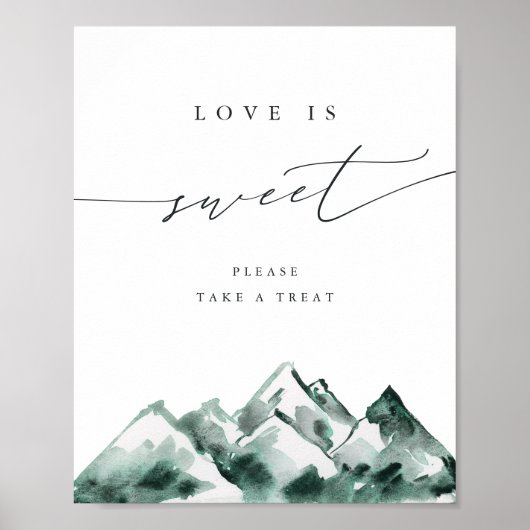 Highland | Watercolor Mountain Dessert Table Sign Poster (Vorne)