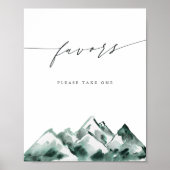 Highland | Watercolor Mountain Favors Sign Poster (Vorne)