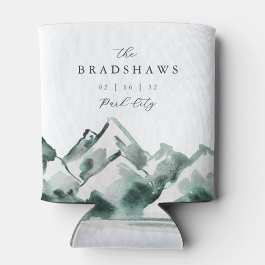 Highland | Watercolor Mountain Wedding Favor Dosenkühler (Rückseite)