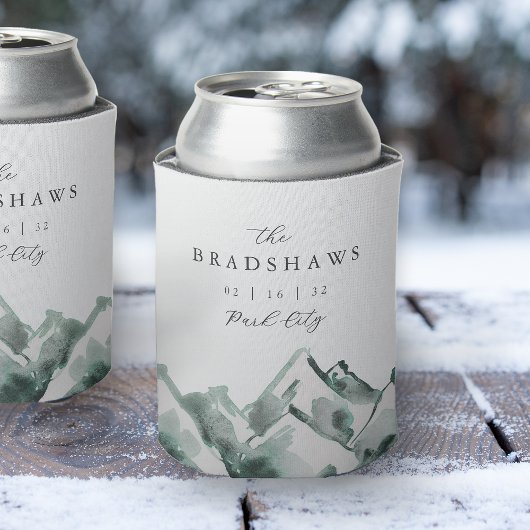 Highland | Watercolor Mountain Wedding Favor Dosenkühler