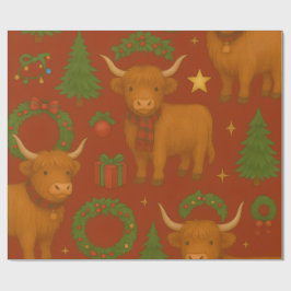Highland Weihnachten Glow (Red Edition) Geschenkpapier