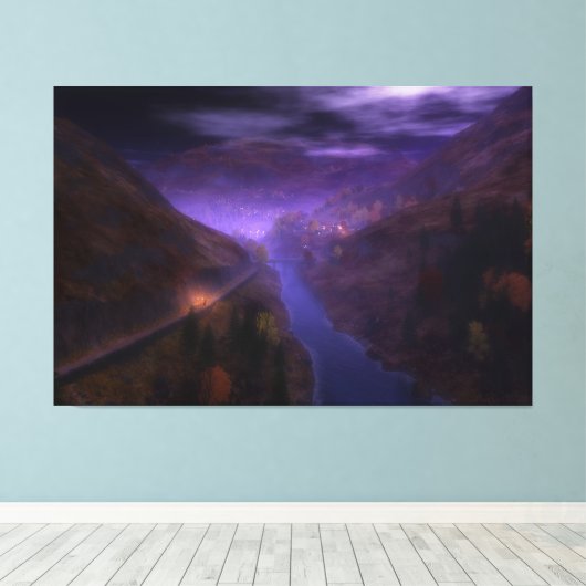 Highland Zuhause Lights Canvas Print Leinwanddruck (Insitu (Holzboden))
