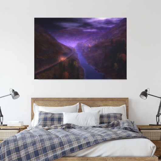 Highland Zuhause Lights Canvas Print Leinwanddruck (Insitu (Schlafzimmer))