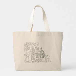 Highlander mit einer Schottischen Deerhound-Tasche Jumbo Stoffbeutel