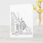 Highlander mit schottischem Deerhound Karte (Gelbe Blume)