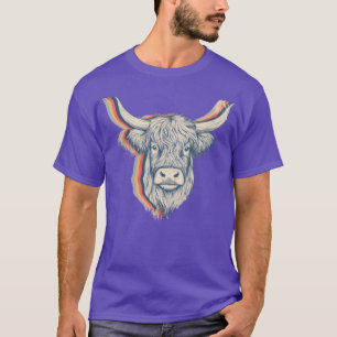 Highlander Schottischer Hochlandrind Retro-Linienk T-Shirt