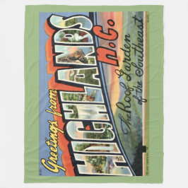 Highlands NC Retro Postcard Fleece Throw