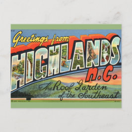 Highlands NC Retro Postcard Postkarte