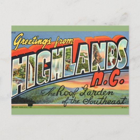 Highlands NC Retro Postcard Postkarte (Vorderseite)