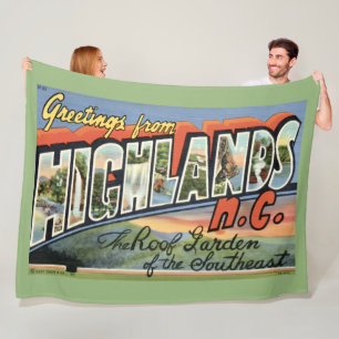 Highlands NC Retro-Postkarten-Fleece-Decke Fleecedecke