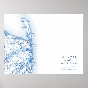 Highlands NJ Wedding Modern Map Guest Book Poster