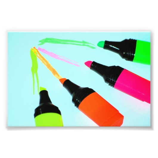 HIGHLIGHTER PENS Neon PINK ORANGE GREEN LIMON SCHO Fotodruck (Vorne)