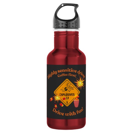 Highly Sensitive Driver: Coffee First! Edelstahlflasche (Vorderseite)