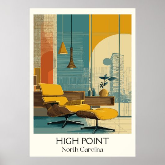 Highpoint NC Vintag Modernes Interieur Art Poster (Vorne)