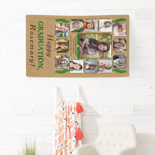 Highschool Abschluss-Party-Foto-Collage rustikal Banner (Insitu)