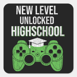 Highschool-Ebene frei für Schulkid-Gamer Quadratischer Aufkleber