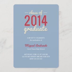 Highschool Foto-Abschluss-Party-blaues Rot-Typen Einladung