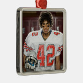 Highschool Fußballspieler Silbernes Ornament (Rechts)