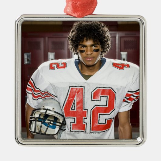 Highschool Fußballspieler Silbernes Ornament (Vorne)