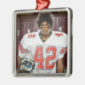 Highschool Fußballspieler Silbernes Ornament (Links)