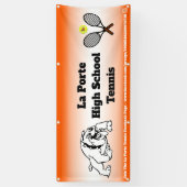 Highschool Tennis mit QR Code zu Website Fahne Banner (Vertikal)