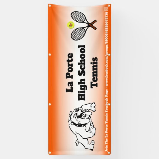 Highschool Tennis mit QR Code zu Website Fahne Banner (Vertikal)