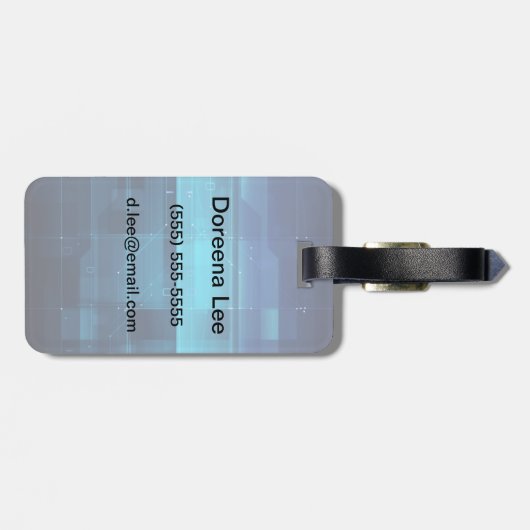 Hightech- digitaler Hintergrund Gepäckanhänger (Rückseite horizontal)