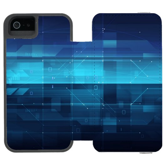 Hightech- digitaler Hintergrund Incipio iPhone Geldbeutel-Hülle (Folio Geöffnet)