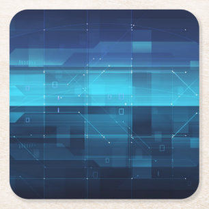 Hightech- digitaler Hintergrund Rechteckiger Pappuntersetzer
