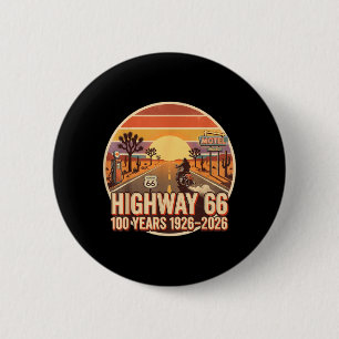 Highway 66 100 Jahre 1926-2026 Biker Centennial Button