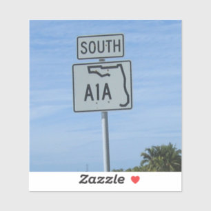 Highway A1A South sign Key West Photo Aufkleber