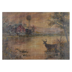 Highway Pond-Hirsch Handbemalt Schneidebrett