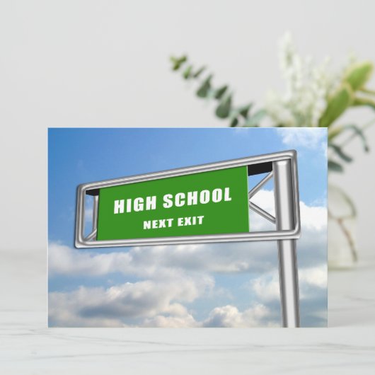 Highway Sign Abschluss Highschool Einladung (Stehend Vorderseite)