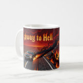 Highway to Hell Rockmusik Feuer Kaffeetasse (Vorderseite Links)