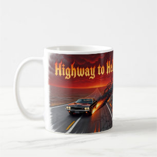 Highway to Hell Rockmusik Feuer Kaffeetasse