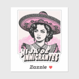 Hija De Inmigrantes Retro Tochter von Immigranten Aufkleber