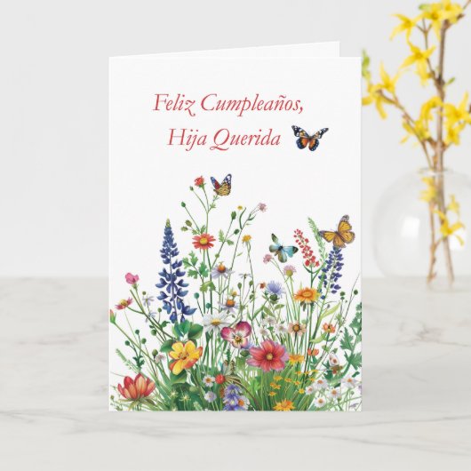Hija Feliz Cumpleaños Querida Flores Acuarela Karte (Gelbe Blume)