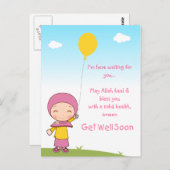 Hijab Girl Get Well Postcard Postkarte (Vorne/Hinten)